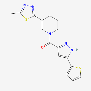 (3-(5-methyl-1,3,4-thiadiazol-2-yl)piperidin-1-yl)(3-(thiophen-2-yl)-1H-pyrazol-5-yl)methanone