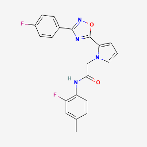 molecular formula C21H16F2N4O2 B2425864 N-(2-fluoro-4-methylphenyl)-2-{2-[3-(4-fluorophenyl)-1,2,4-oxadiazol-5-yl]-1H-pyrrol-1-yl}acetamide CAS No. 1260993-36-9
