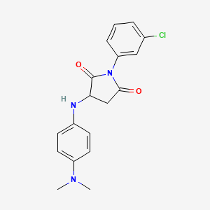 molecular formula C18H18ClN3O2 B2425870 1-(3-Chlorophenyl)-3-((4-(dimethylamino)phenyl)amino)pyrrolidine-2,5-dione CAS No. 1009268-62-5