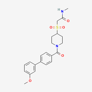 molecular formula C22H26N2O5S B2425884 2-((1-(3'-甲氧基-[1,1'-联苯]-4-羰基)哌啶-4-基)磺酰基)-N-甲基乙酰胺 CAS No. 1796969-92-0