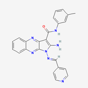 molecular formula C24H19N7O B2425885 (E)-2-amino-1-((pyridin-4-ylmethylene)amino)-N-(m-tolyl)-1H-pyrrolo[2,3-b]quinoxaline-3-carboxamide CAS No. 843625-24-1