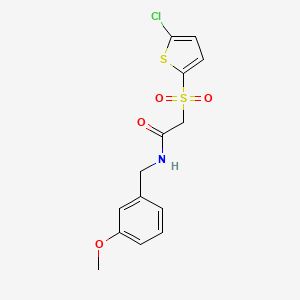 molecular formula C14H14ClNO4S2 B2425886 2-((5-chlorothiophen-2-yl)sulfonyl)-N-(3-methoxybenzyl)acetamide CAS No. 1021020-92-7