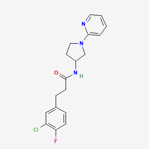 molecular formula C18H19ClFN3O B2425896 3-(3-氯-4-氟苯基)-N-(1-(吡啶-2-基)吡咯烷-3-基)丙酰胺 CAS No. 1795443-85-4
