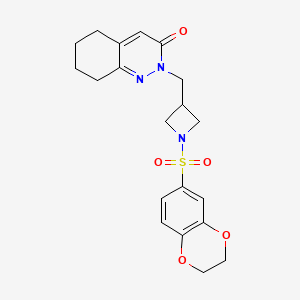 molecular formula C20H23N3O5S B2425903 2-{[1-(2,3-Dihydro-1,4-benzodioxine-6-sulfonyl)azetidin-3-yl]methyl}-2,3,5,6,7,8-hexahydrocinnolin-3-one CAS No. 2200649-12-1