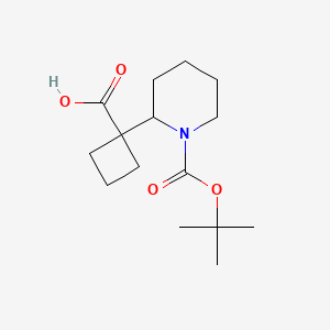1-[1-[(2-Methylpropan-2-yl)oxycarbonyl]piperidin-2-yl]cyclobutane-1-carboxylic acid