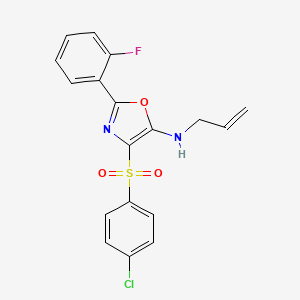 molecular formula C18H14ClFN2O3S B2425912 4-[(4-氯苯基)磺酰基]-2-(2-氟苯基)-N-(丙-2-烯-1-基)-1,3-恶唑-5-胺 CAS No. 862799-17-5