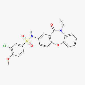 molecular formula C22H19ClN2O5S B2425916 3-chloro-N-(10-ethyl-11-oxo-10,11-dihydrodibenzo[b,f][1,4]oxazepin-2-yl)-4-methoxybenzenesulfonamide CAS No. 922062-45-1