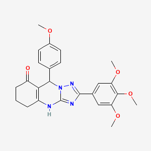 molecular formula C25H26N4O5 B2425930 9-(4-methoxyphenyl)-2-(3,4,5-trimethoxyphenyl)-5,6,7,9-tetrahydro-[1,2,4]triazolo[5,1-b]quinazolin-8(4H)-one CAS No. 539845-09-5
