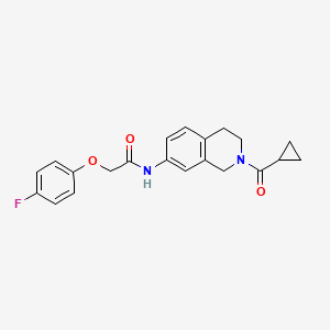 molecular formula C21H21FN2O3 B2425952 N-(2-(cyclopropanecarbonyl)-1,2,3,4-tetrahydroisoquinolin-7-yl)-2-(4-fluorophenoxy)acetamide CAS No. 955714-33-7