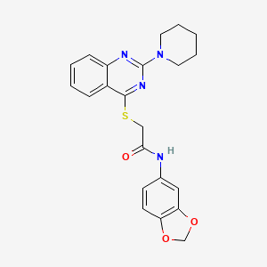 molecular formula C22H22N4O3S B2425968 N-1,3-benzodioxol-5-yl-2-[(2-piperidin-1-ylquinazolin-4-yl)thio]acetamide CAS No. 1115407-63-0