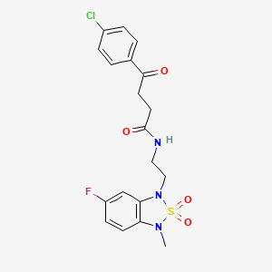 molecular formula C19H19ClFN3O4S B2425971 4-(4-chlorophenyl)-N-(2-(6-fluoro-3-methyl-2,2-dioxidobenzo[c][1,2,5]thiadiazol-1(3H)-yl)ethyl)-4-oxobutanamide CAS No. 2034592-89-5