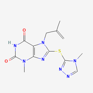 molecular formula C13H15N7O2S B2425972 3-Methyl-7-(2-methylprop-2-enyl)-8-[(4-methyl-1,2,4-triazol-3-yl)sulfanyl]purine-2,6-dione CAS No. 2380041-13-2