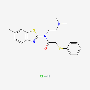 molecular formula C20H24ClN3OS2 B2425985 盐酸N-(2-(二甲氨基)乙基)-N-(6-甲基苯并[d]噻唑-2-基)-2-(苯硫基)乙酰胺 CAS No. 1216742-35-6