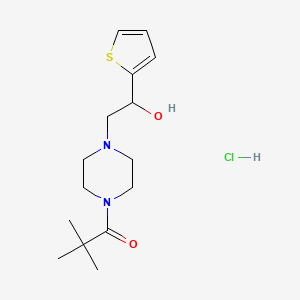 molecular formula C15H25ClN2O2S B2425988 盐酸1-(4-(2-羟基-2-(噻吩-2-基)乙基)哌嗪-1-基)-2,2-二甲基丙烷-1-酮 CAS No. 1351631-21-4