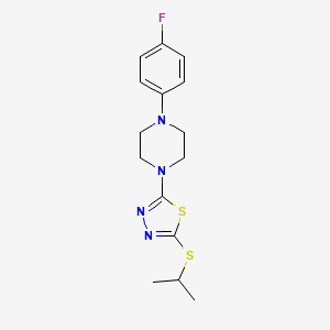 molecular formula C15H19FN4S2 B2425991 2-(4-(4-Fluorophenyl)piperazin-1-yl)-5-(isopropylthio)-1,3,4-thiadiazole CAS No. 1105251-83-9