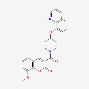 molecular formula C25H22N2O5 B2426015 8-methoxy-3-(4-(quinolin-8-yloxy)piperidine-1-carbonyl)-2H-chromen-2-one CAS No. 2034432-25-0