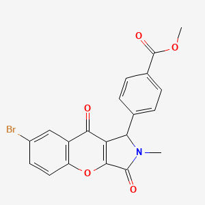 molecular formula C20H14BrNO5 B2426018 Methyl 4-(7-bromo-2-methyl-3,9-dioxo-1,2,3,9-tetrahydrochromeno[2,3-c]pyrrol-1-yl)benzoate CAS No. 874463-02-2