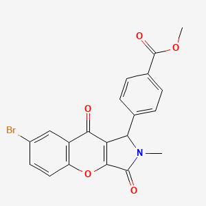 molecular formula C20H14BrNO5 B2426018 4-(7-bromo-2-metil-3,9-dioxo-1,2,3,9-tetrahidrocromeno[2,3-c]pirrol-1-il)benzoato de metilo CAS No. 874463-02-2