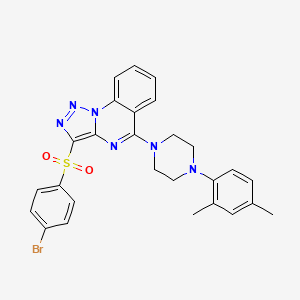 molecular formula C27H25BrN6O2S B2426020 1-[3-(4-BROMOBENZENESULFONYL)-[1,2,3]TRIAZOLO[1,5-A]QUINAZOLIN-5-YL]-4-(2,4-DIMETHYLPHENYL)PIPERAZINE CAS No. 899348-69-7