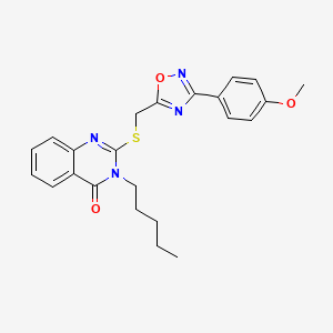 molecular formula C23H24N4O3S B2426022 2-(((3-(4-methoxyphenyl)-1,2,4-oxadiazol-5-yl)methyl)thio)-3-pentylquinazolin-4(3H)-one CAS No. 2034326-12-8