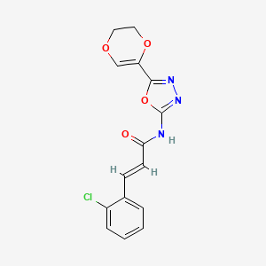 molecular formula C15H12ClN3O4 B2426026 (E)-3-(2-chlorophenyl)-N-(5-(5,6-dihydro-1,4-dioxin-2-yl)-1,3,4-oxadiazol-2-yl)acrylamide CAS No. 887878-68-4