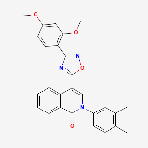 molecular formula C27H23N3O4 B2426029 4-(3-(2,4-dimethoxyphenyl)-1,2,4-oxadiazol-5-yl)-2-(3,4-dimethylphenyl)isoquinolin-1(2H)-one CAS No. 1358704-34-3