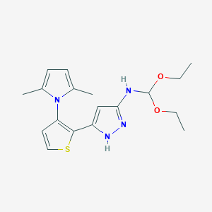 molecular formula C18H24N4O2S B2426040 N-(diethoxymethyl)-3-[3-(2,5-dimethyl-1H-pyrrol-1-yl)-2-thienyl]-1H-pyrazol-5-amine CAS No. 1025724-92-8
