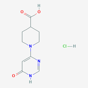 molecular formula C10H14ClN3O3 B2426042 1-(6-Oxo-1H-pyrimidin-4-yl)piperidine-4-carboxylic acid;hydrochloride CAS No. 2361645-36-3