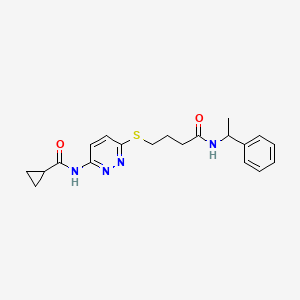 N-(6-((4-oxo-4-((1-phenylethyl)amino)butyl)thio)pyridazin-3-yl)cyclopropanecarboxamide