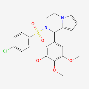 molecular formula C22H23ClN2O5S B2426067 2-((4-Chlorophenyl)sulfonyl)-1-(3,4,5-trimethoxyphenyl)-1,2,3,4-tetrahydropyrrolo[1,2-a]pyrazine CAS No. 899959-50-3