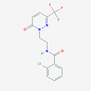 molecular formula C14H11ClF3N3O2 B2426069 2-Chloro-N-[2-[6-oxo-3-(trifluoromethyl)pyridazin-1-yl]ethyl]benzamide CAS No. 2415629-46-6