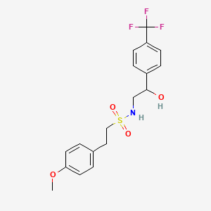 molecular formula C18H20F3NO4S B2426070 N-(2-羟基-2-(4-(三氟甲基)苯基)乙基)-2-(4-甲氧基苯基)乙磺酰胺 CAS No. 1351599-94-4