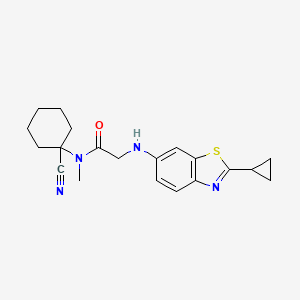 molecular formula C20H24N4OS B2426074 N-(1-cyanocyclohexyl)-2-[(2-cyclopropyl-1,3-benzothiazol-6-yl)amino]-N-methylacetamide CAS No. 1423752-78-6