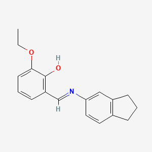 molecular formula C18H19NO2 B2426075 2-[(E)-(2,3-二氢-1H-茚-5-亚氨基)甲基]-6-乙氧基苯酚 CAS No. 1232820-52-8