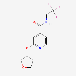 molecular formula C12H13F3N2O3 B2426084 2-((tetrahydrofuran-3-yl)oxy)-N-(2,2,2-trifluoroethyl)isonicotinamide CAS No. 1903567-77-0