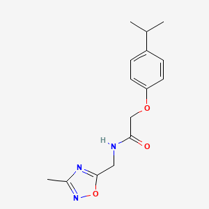 molecular formula C15H19N3O3 B2426098 2-(4-isopropylphenoxy)-N-((3-methyl-1,2,4-oxadiazol-5-yl)methyl)acetamide CAS No. 1207001-69-1