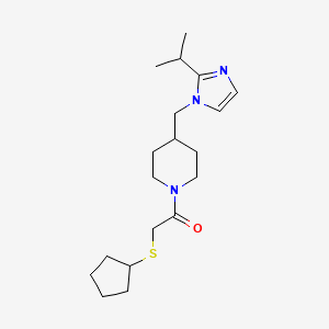 molecular formula C19H31N3OS B2426099 2-(cyclopentylthio)-1-(4-((2-isopropyl-1H-imidazol-1-yl)methyl)piperidin-1-yl)ethanone CAS No. 1396760-88-5