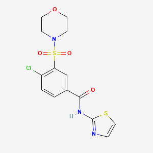 molecular formula C14H14ClN3O4S2 B2426105 4-chloro-3-morpholin-4-ylsulfonyl-N-(1,3-thiazol-2-yl)benzamide CAS No. 522624-87-9