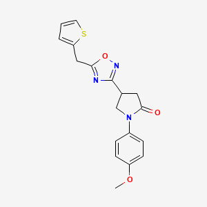 molecular formula C18H17N3O3S B2426113 1-(4-Methoxyphenyl)-4-(5-(thiophen-2-ylmethyl)-1,2,4-oxadiazol-3-yl)pyrrolidin-2-one CAS No. 1170482-96-8