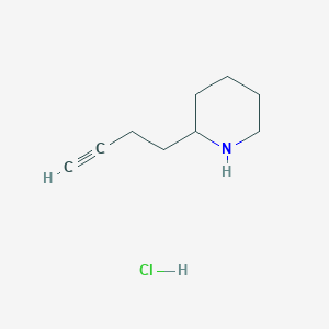 molecular formula C9H16ClN B2426119 2-But-3-ynylpiperidine;hydrochloride CAS No. 2416234-77-8