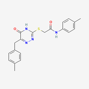 molecular formula C20H20N4O2S B2426126 2-{[5-hydroxy-6-(4-methylbenzyl)-1,2,4-triazin-3-yl]sulfanyl}-N-(4-methylphenyl)acetamide CAS No. 881432-45-7