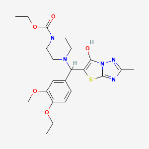 Ethyl 4-((4-ethoxy-3-methoxyphenyl)(6-hydroxy-2-methylthiazolo[3,2-b][1,2,4]triazol-5-yl)methyl)piperazine-1-carboxylate