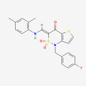 (Z)-3-(((2,4-dimethylphenyl)amino)methylene)-1-(4-fluorobenzyl)-1H-thieno[3,2-c][1,2]thiazin-4(3H)-one 2,2-dioxide