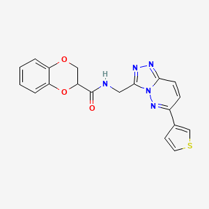 molecular formula C19H15N5O3S B2426147 N-((6-(thiophen-3-yl)-[1,2,4]triazolo[4,3-b]pyridazin-3-yl)methyl)-2,3-dihydrobenzo[b][1,4]dioxine-2-carboxamide CAS No. 1904020-77-4