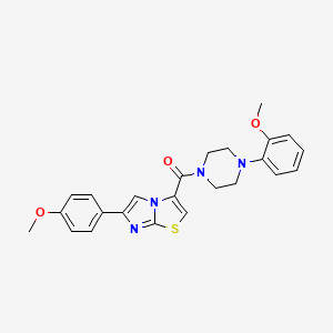 molecular formula C24H24N4O3S B2426149 (6-(4-甲氧基苯基)咪唑并[2,1-b]噻唑-3-基)(4-(2-甲氧基苯基)哌嗪-1-基)甲酮 CAS No. 1021218-22-3