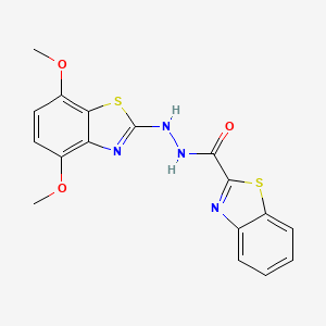 molecular formula C17H14N4O3S2 B2426151 N'-(4,7-二甲氧基-1,3-苯并噻唑-2-基)-1,3-苯并噻唑-2-甲酰肼 CAS No. 851988-01-7