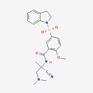 molecular formula C22H26N4O4S B2426152 N-[1-cyano-2-(dimethylamino)-1-methylethyl]-5-(2,3-dihydro-1H-indole-1-sulfonyl)-2-methoxybenzamide CAS No. 2094429-94-2