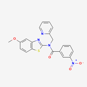 molecular formula C21H16N4O4S B2426170 N-(5-methoxybenzo[d]thiazol-2-yl)-3-nitro-N-(pyridin-2-ylmethyl)benzamide CAS No. 941878-21-3