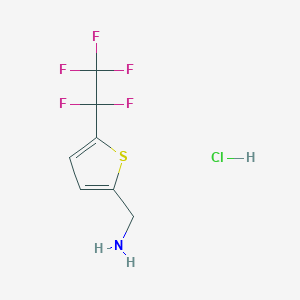molecular formula C7H7ClF5NS B2426171 [5-(1,1,2,2,2-Pentafluoroethyl)thiophen-2-yl]methanamine;hydrochloride CAS No. 2416233-76-4
