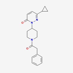 molecular formula C20H23N3O2 B2426183 6-Cyclopropyl-2-[1-(2-phenylacetyl)piperidin-4-yl]pyridazin-3-one CAS No. 2379994-16-6